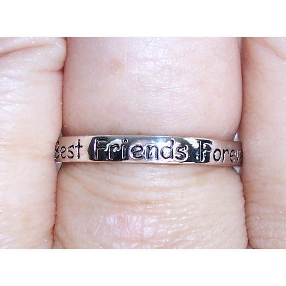 Best Friends Forever BFF Ring 2.7 mm Band 925 Sterling Silver Women's - Picture 5 of 12
